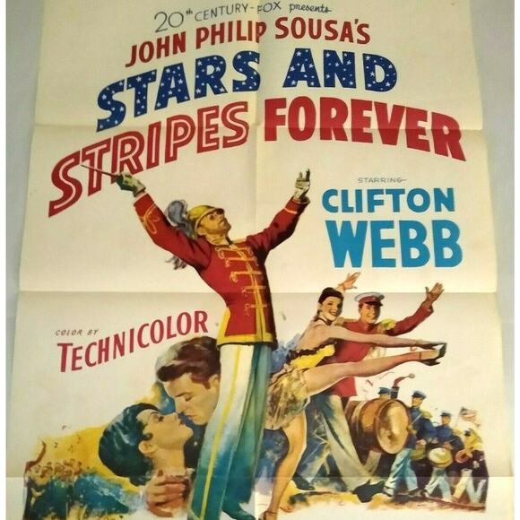 Stars And Stripes Forever Movie Poster 1953 Original Vintage 41" x 27" Folded - Picture 1 of 11